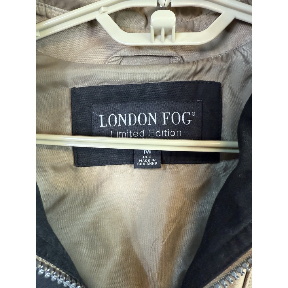 London Fog Limited Edition Jacket Womens M Tan Khaki Hooded Full Zip Coat Button - Picture 5 of 9